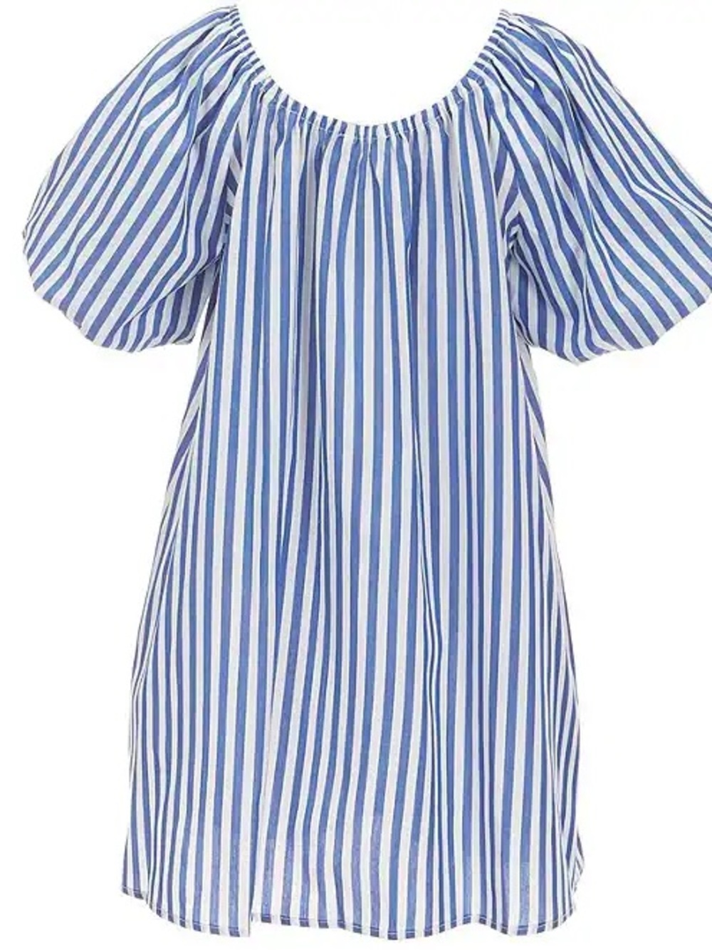 Copper Key Blue and White Striped Puff Sleeve Dress EUC